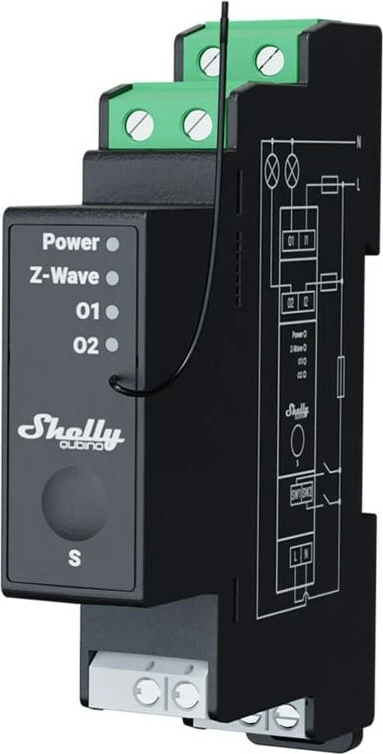 Relé elektrik Shelly Qubino Wave Pro 2PM, 2 kanale, Z-Wave, e zezë