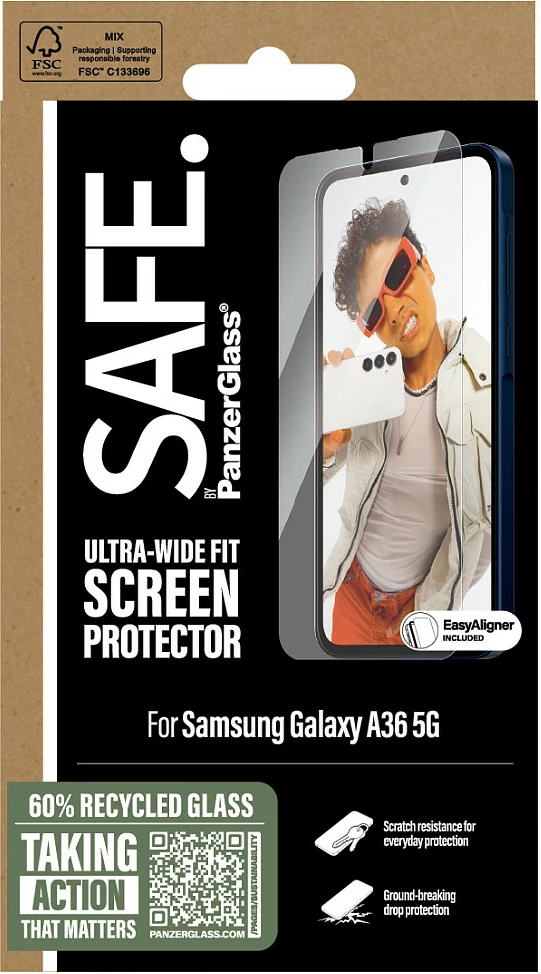 Mbështjellës ekrani PanzerGlass për Samsung Galaxy A36 5G, transparent