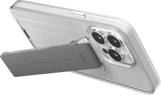 Mbështjellës UNIQ Heldro Mount me stand për iPhone 15 Pro Max 6.7", transparent
