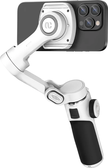 Gimbal 3-aksësh për celular AOCHUAN P2 me modul AI, MagSafe, ekran OLED, set me tripod e çantë, i bardhë