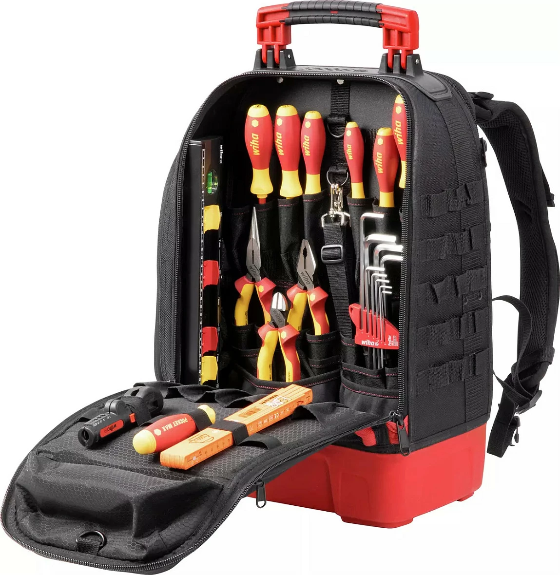 Çantë shpine për vegla Wiha Werkzeugrucksack Electric, e zezë/kuqe
