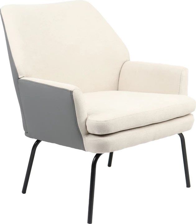Fotel Kieran, pëlhurë bezhë-gri, këmbë të zeza, 67x89x86cm