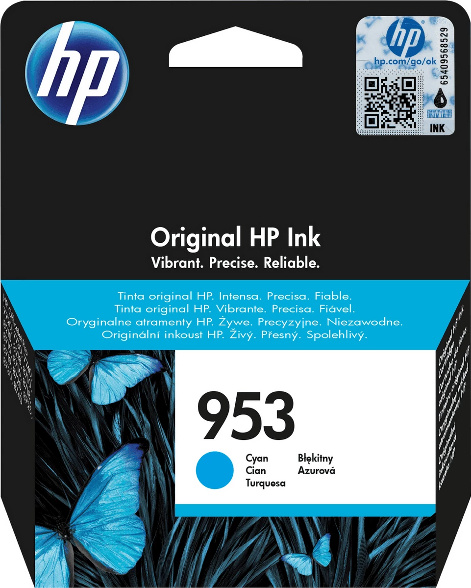 Kartrixh bojë printeri, HP 953 F6U12AE, 9 ml, rendiment 630 faqe, Cyan
