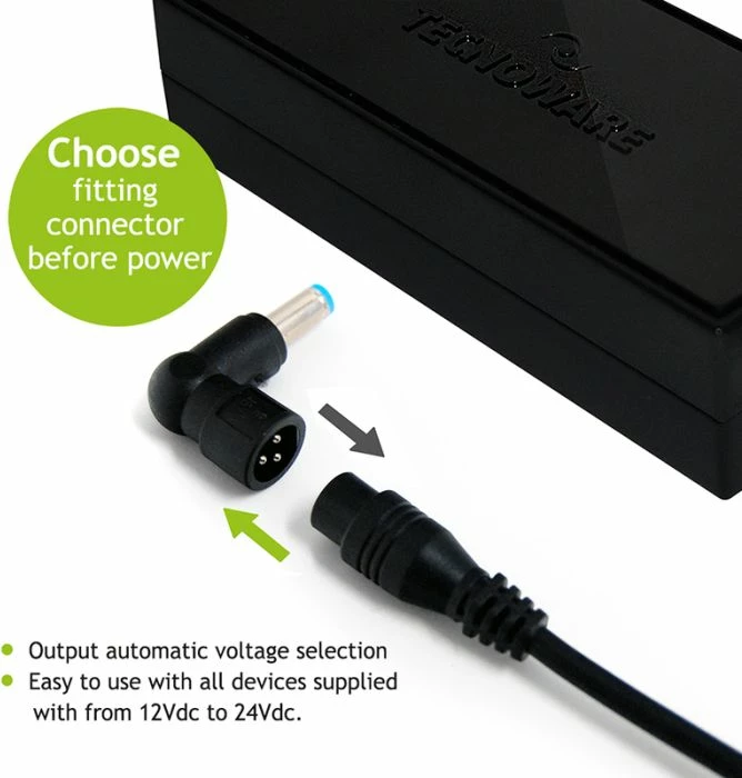 Karikues universal për laptop TECNOWARE FAU17610 95W, i zi, set me 10 konektorë