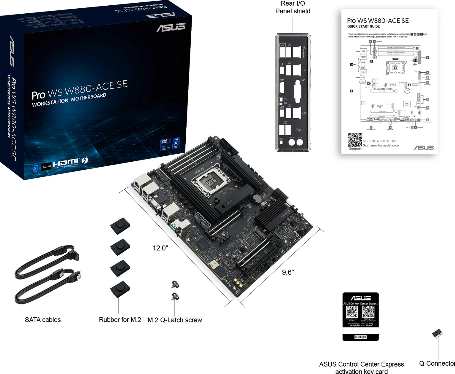 Pllakë amë ASUS Pro WS W880-ACE SE, LGA 1851, DDR5 deri 256GB, PCIe 5.0, Thunderbolt 4, ATX