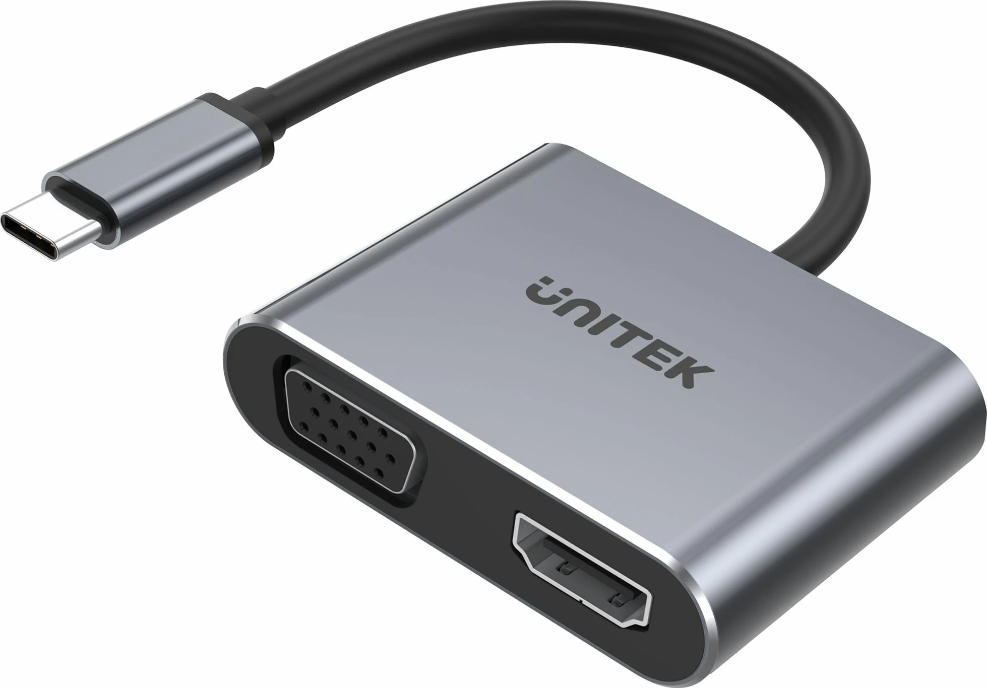 Hub USB-C Unitek Q4 Lite D1049A, HDMI 4K@60Hz, VGA, USB-A, USB-C PD 100W, argjend