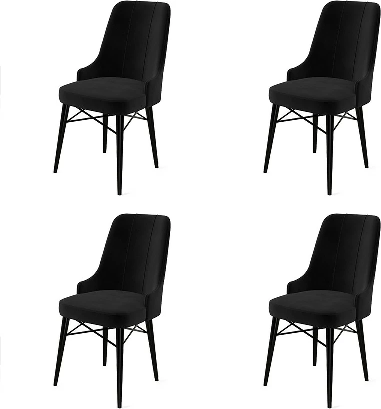 Set karrigesh (4 copë) Hanah Home, Pare, e zezë