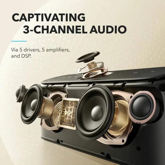 Altoparlant portativ Bluetooth Anker Soundcore Motion X600 50W IPX7 12h, gri e errët