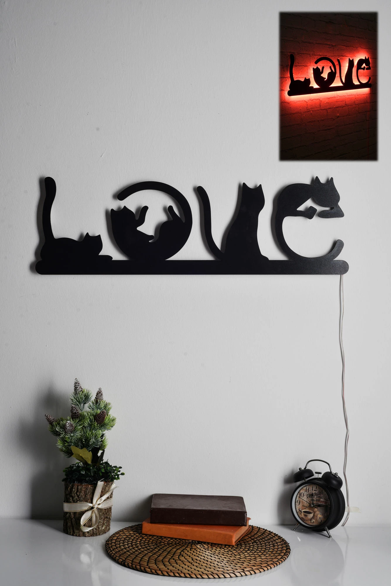 Dritë dekorative LED, motiv 'LOVE' me mace, e kuqe
