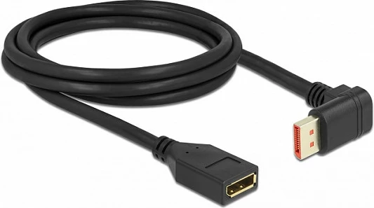 Kabllo zgjatëse DisplayPort DeLOCK, DP 1.4, 2 m, 8K 60 Hz, 90° e kënduar, e zezë