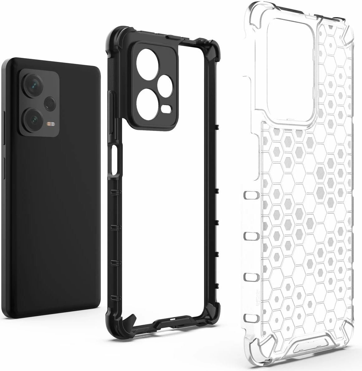 Mbështjellës Hurtel Honeycomb për Xiaomi Redmi Note 12 Pro+, i zi