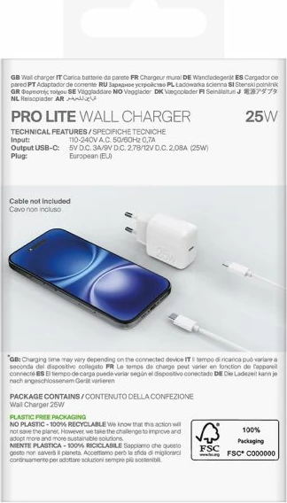 Karikues telefoni Puro Daily Prolite 25W, i bardhë