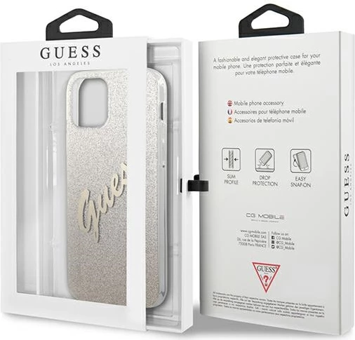 Mbështjellës Guess GUHCP12LPCUGLSGO për iPhone 12 Pro Max 6.7", Glitter Gradient, Gold