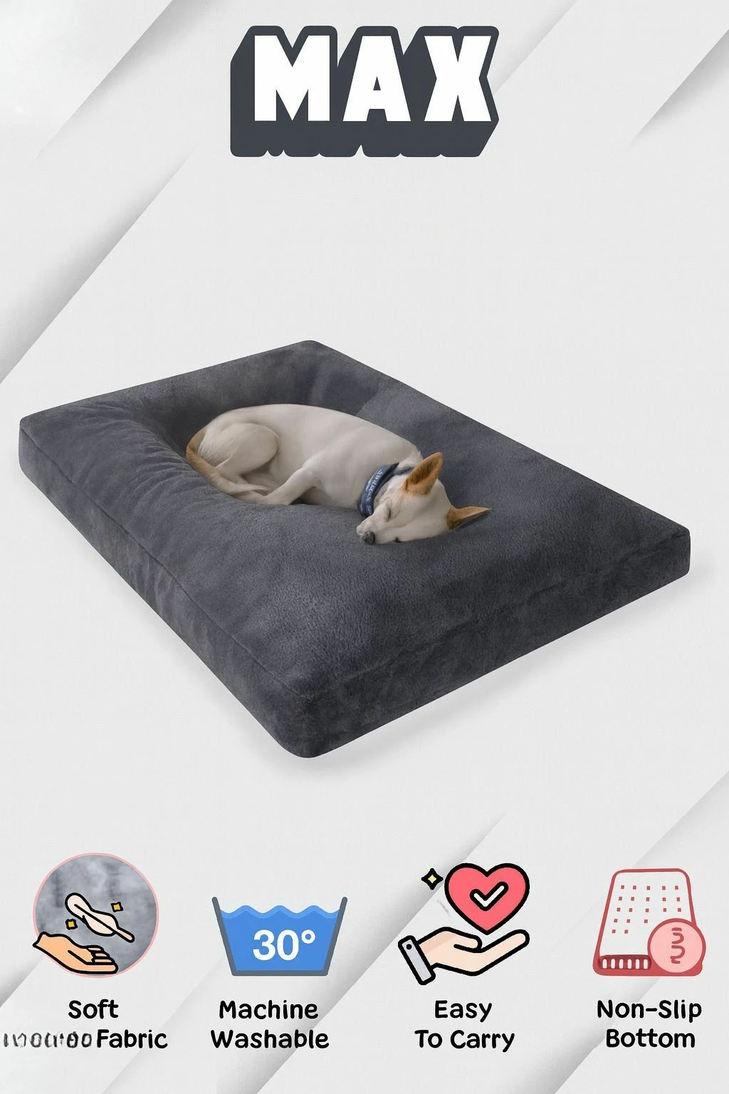 Shtrat për qen ose mace, Paws & Whiskers, Max Dog, 50x60 cm, anthracite