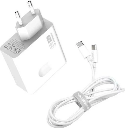 Karikues SOMOSTEL 65W GAN + kabllo Typ-C në Typ-C bardhë