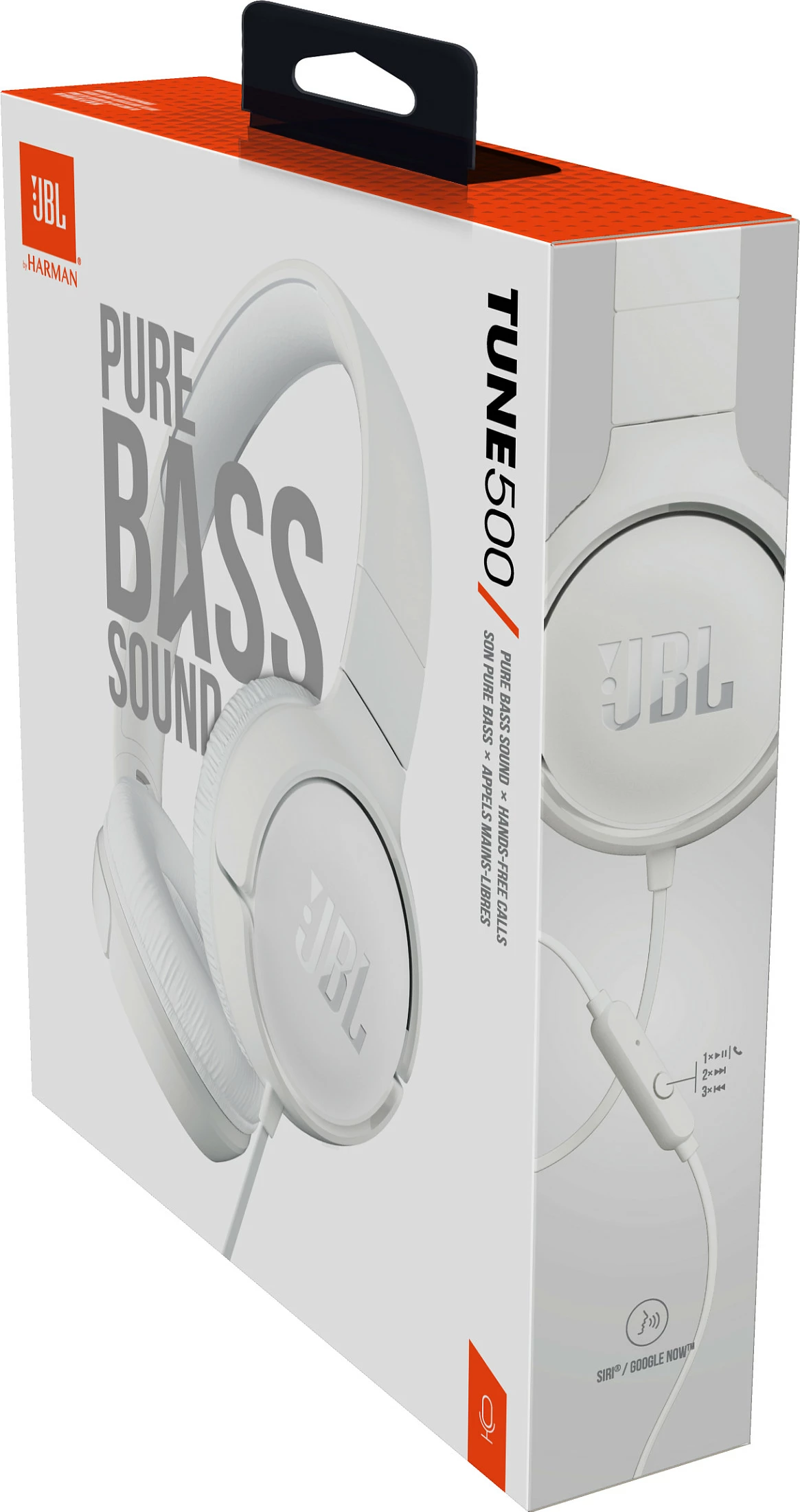 Kufje JBL Tune 500, me kabllo 3.5mm, të palosshme, me mikrofon, të bardha