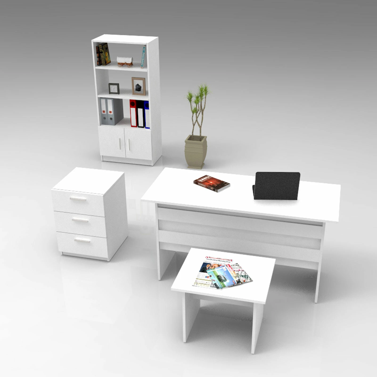 Set mobiljesh për zyre Skye Decor, Vo11-W, ngjyrë e bardhë