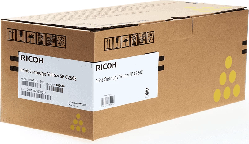 Toner Ricoh SP C250E 407546 1600 faqe standard, verdhë