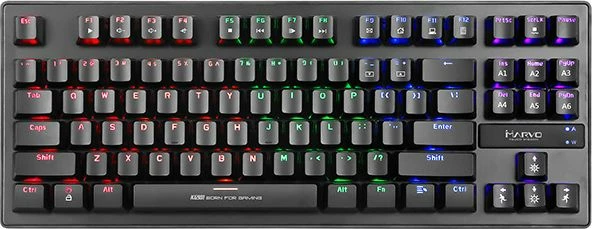 Tastierë mekanike gaming Marvo KG901 TKL USB RGB me switcha Blue, e zezë (CZ/SK)