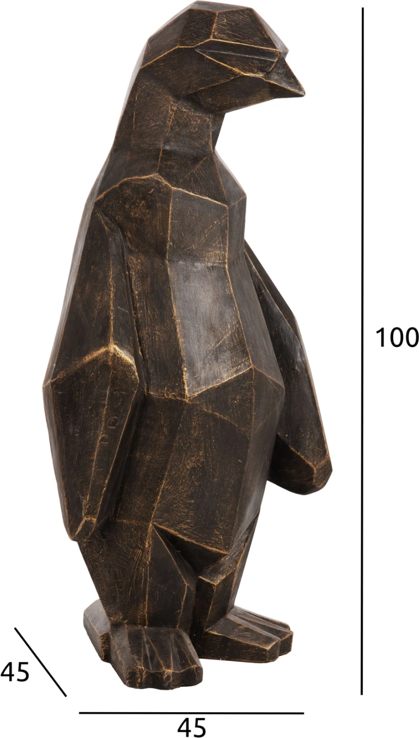 Dekor për dysheme, pinguin, ngjyrë patinë e zezë me detaje ari, FH7914, 45x45x100H cm