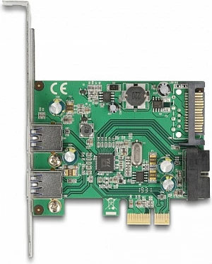 Kartelë PCIe DeLOCK USB 3.2 Gen 1, 2x USB-A + 1x 19-pin internal, Low Profile, argjend