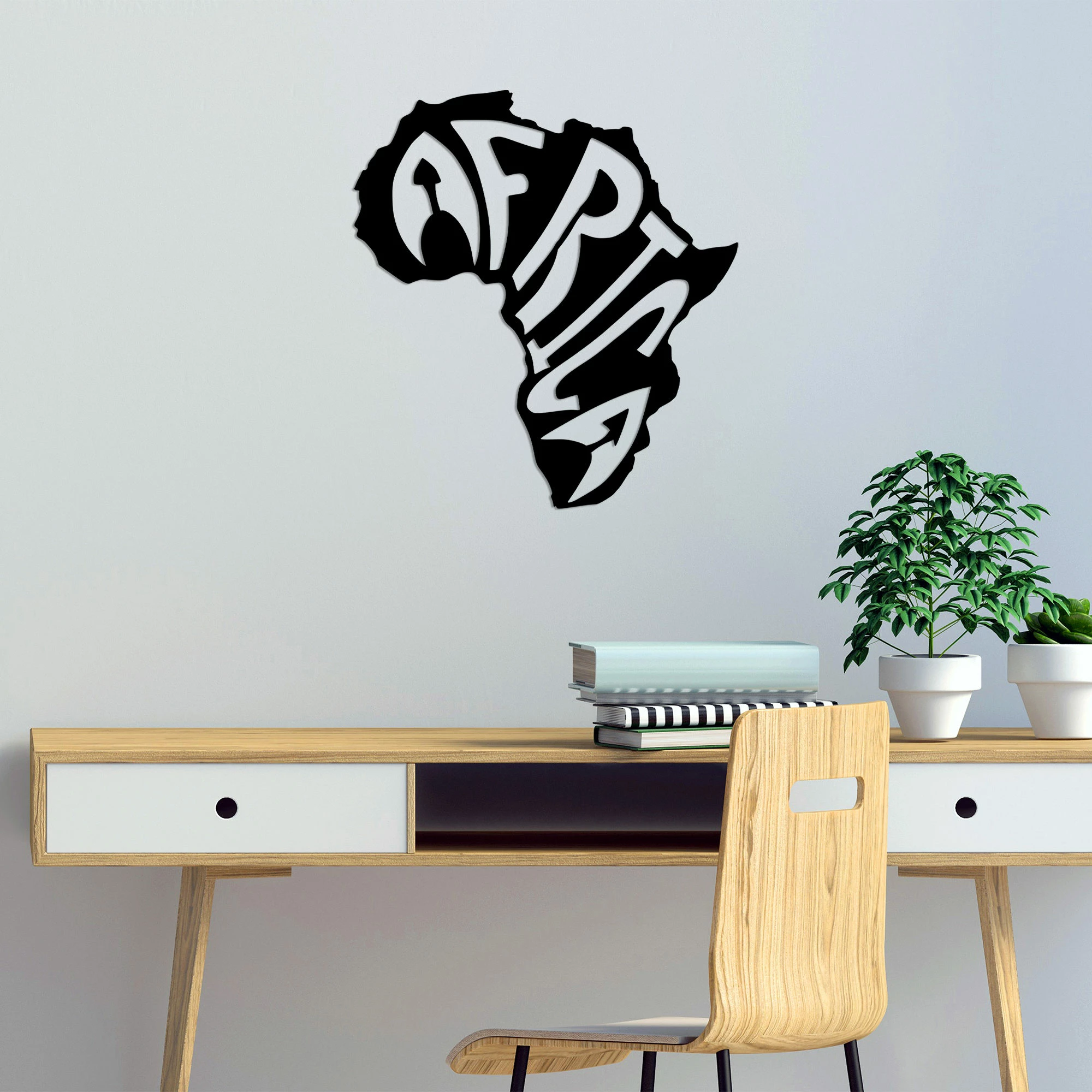 Aksesor dekorativ metalik për mur, Wallity, Afrika, 64x70cm