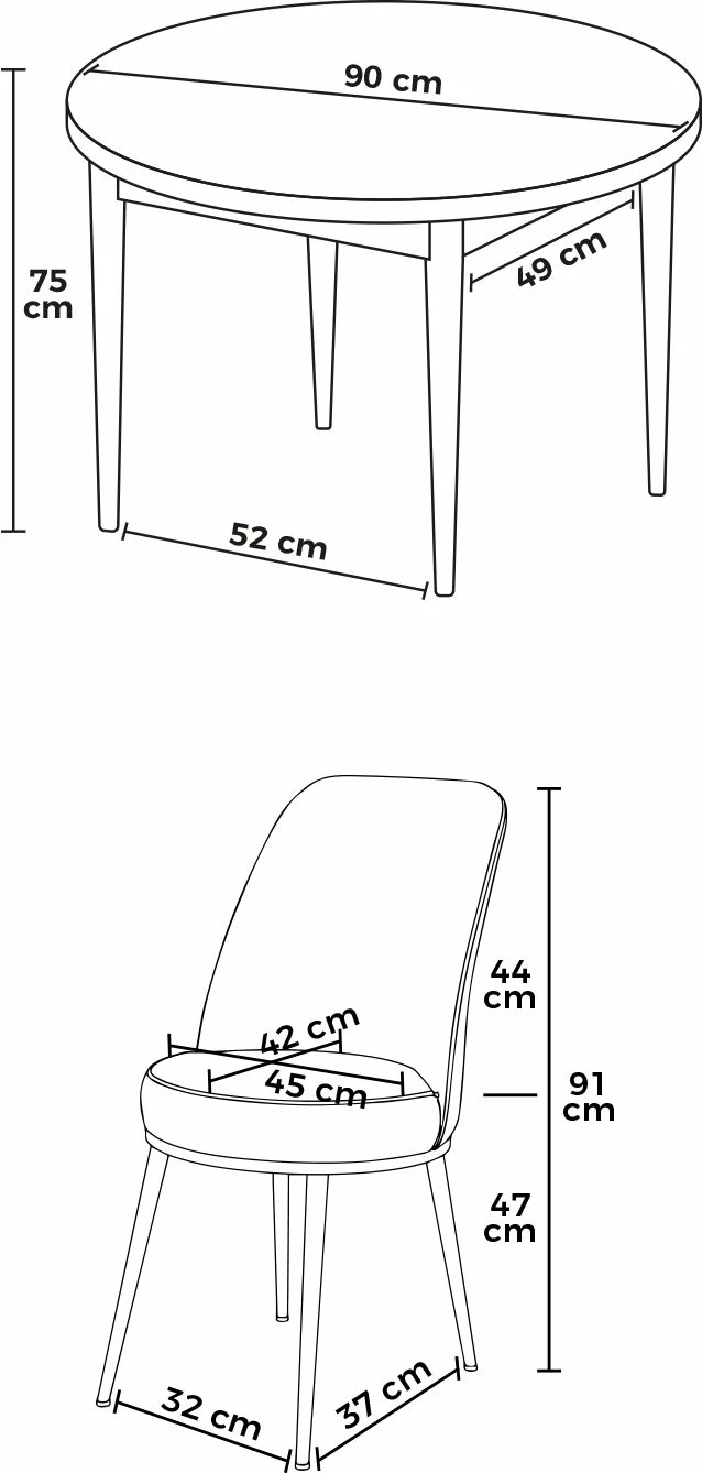 Tavolinë me karrige (5 copë), Skye Decor, Barok, gri