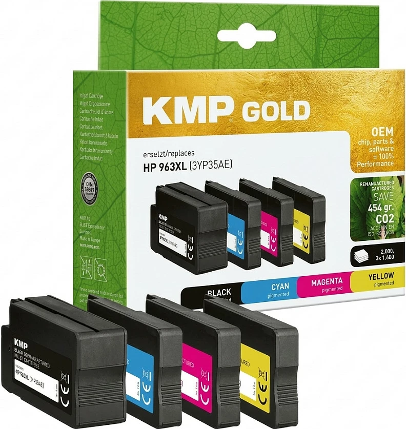 Kartusha boje KMP GOLD HP 963XL (3YP35AE) Multipack, XL, 4 copë CMYK, remanufactured