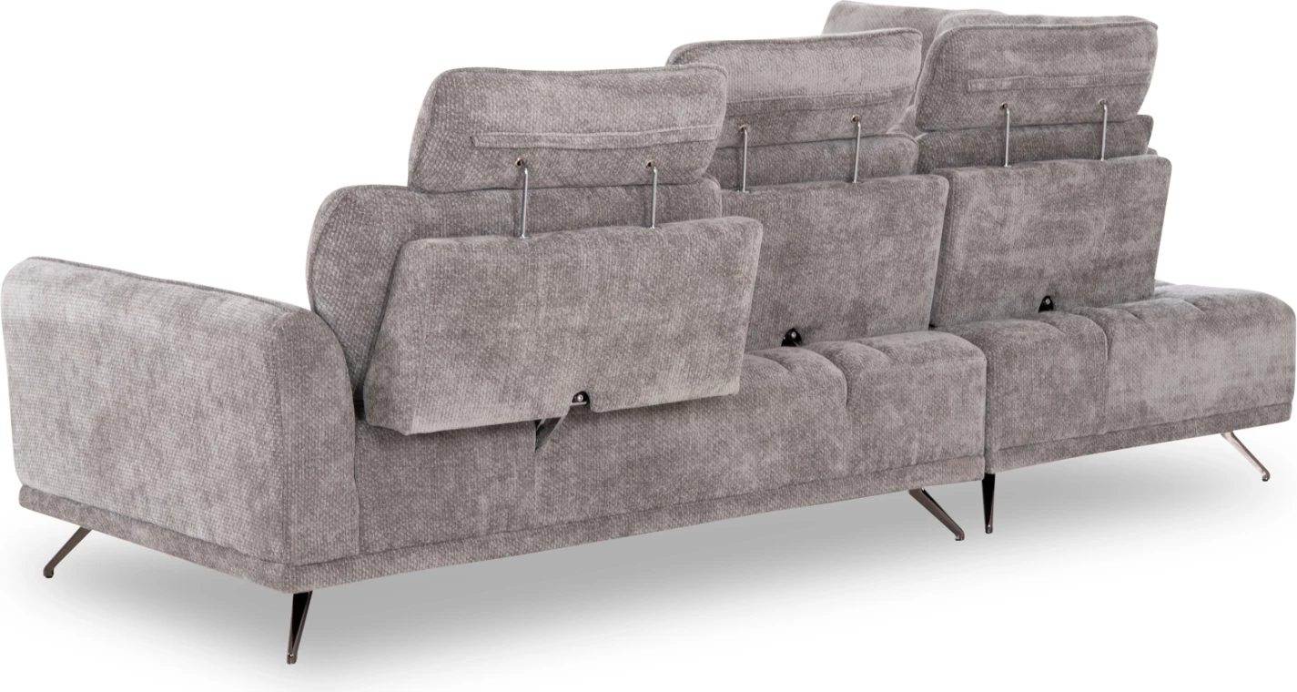 Këndare 5-vendëshe Myron, kënd i majtë, material stof gri, 290x110-225x110H