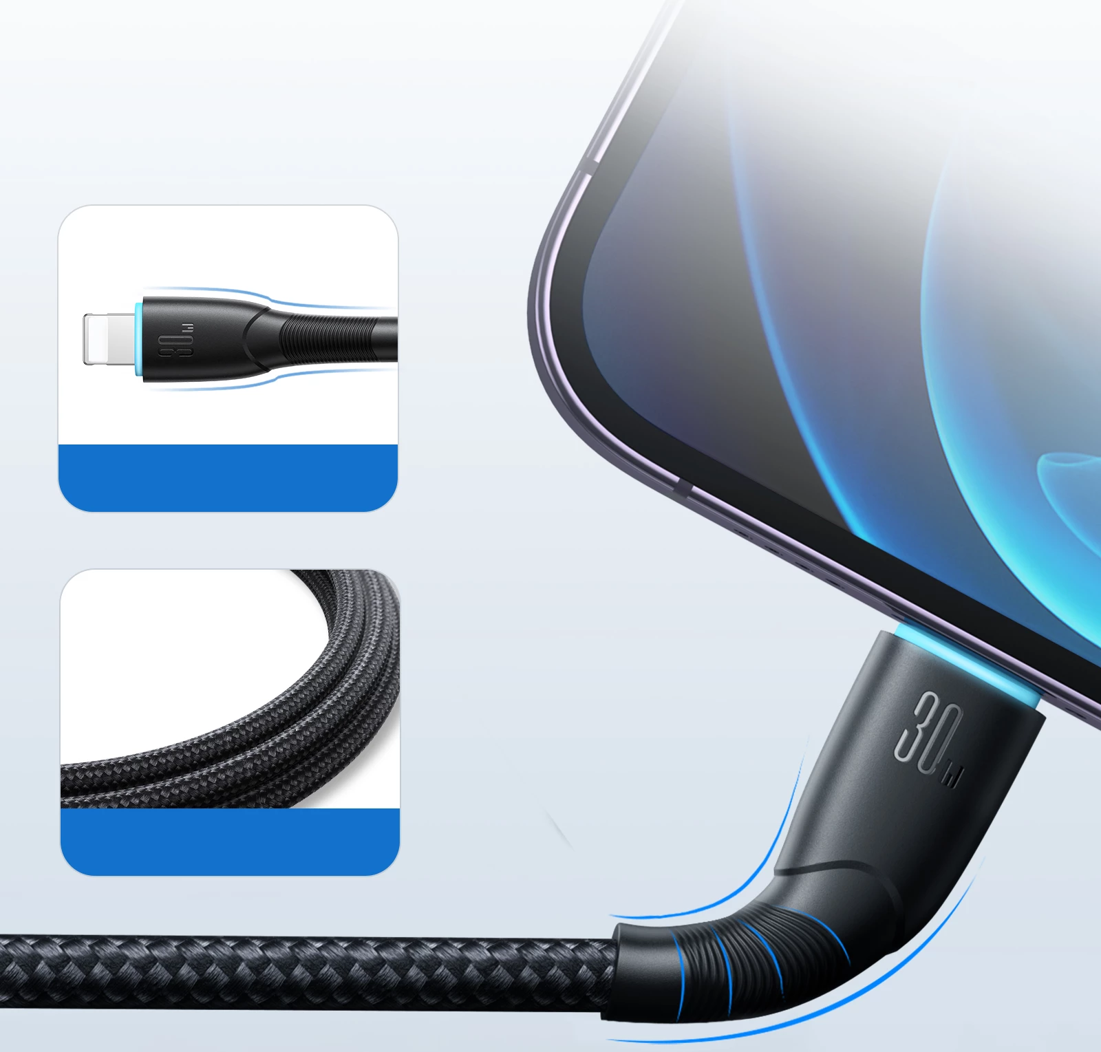 Kabllo Joyroom Starry Series SA32-CL3, USB-C në Lightning, 1m, 30W, e zezë