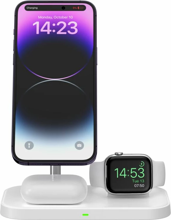 Karikues induktiv 3-në-1 Tech-Protect QI15W-A22 me MagSafe, për smartphone, Apple Watch dhe AirPods, Bardhë