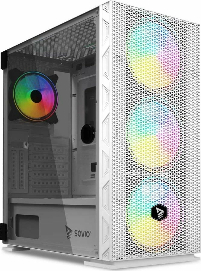 Kasë Savio Raptor X1 SAVGC-RAPTORWHITEX1, midi tower ATX/e-ATX, 4x120mm ARGB fan, xham i temperuar, e bardhë