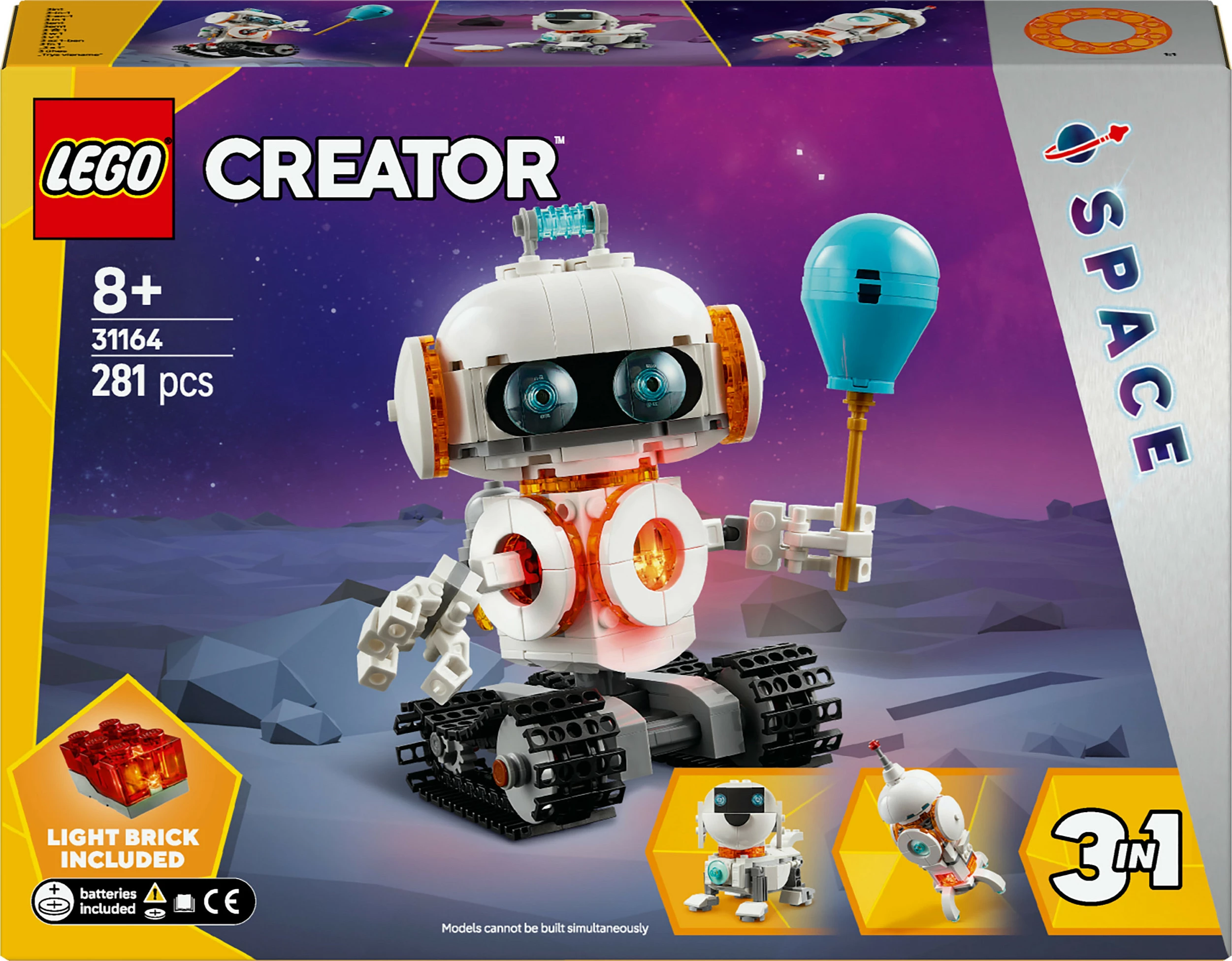 Set LEGO Creator 3-në-1 31164 robot hapësinor 281 pjesë