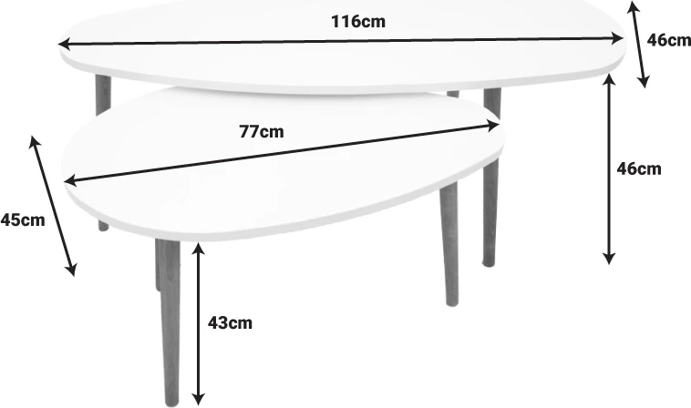 Tavolina kafeje Monty, ngjyrë e bardhë-natyrale, 116x46x6cm