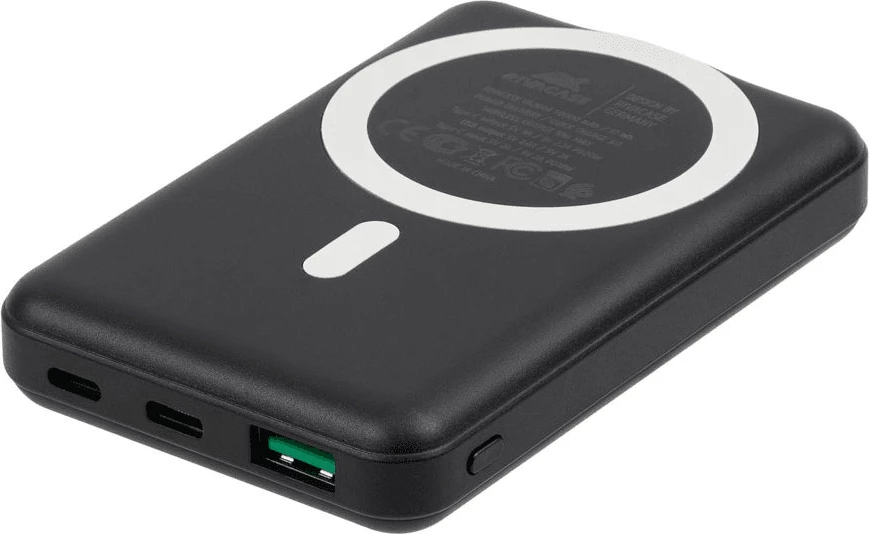 Powerbank magnetik MagSafe RIVACASE VA2604 10000mAh 20W Qi 15W me mbajtëse, e zezë
