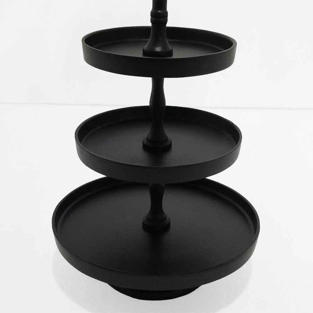 Stendë servirëse 3 nivele, alumin, e zezë, 20x20x35cm