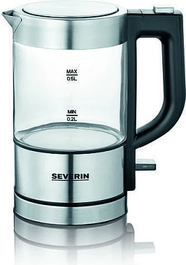 Çajnik elektrik Severin WK 3472, 0.5L, qelq/inoks, argjend