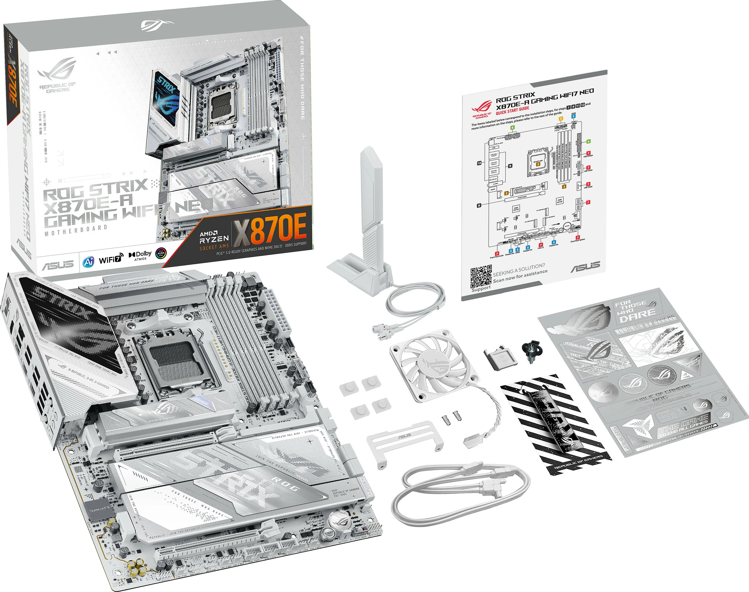 Pllakë amë ASUS ROG STRIX X870E-A Gaming WiFi 7, Socket AM5, DDR5 256GB, ATX, e bardhë