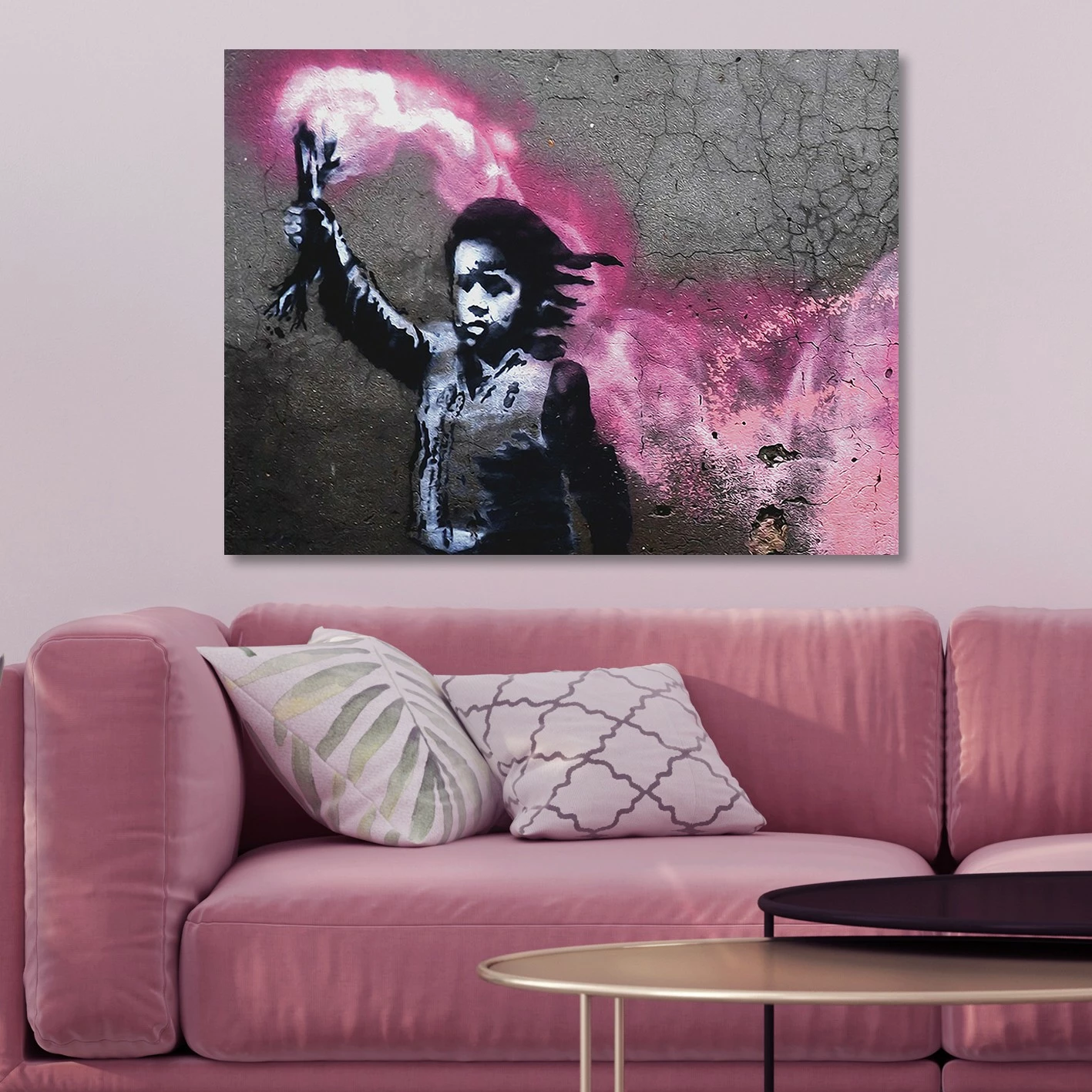 Pikturë dekorative në kanavacë, Banksy, shumëngjyrëshe, 70x100cm