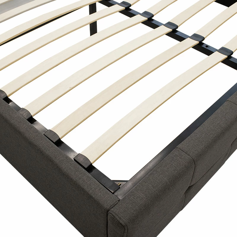 Krevat dopio Roi me hapësirë ruajtëse, ngjyrë gri e errët, 160x200cm