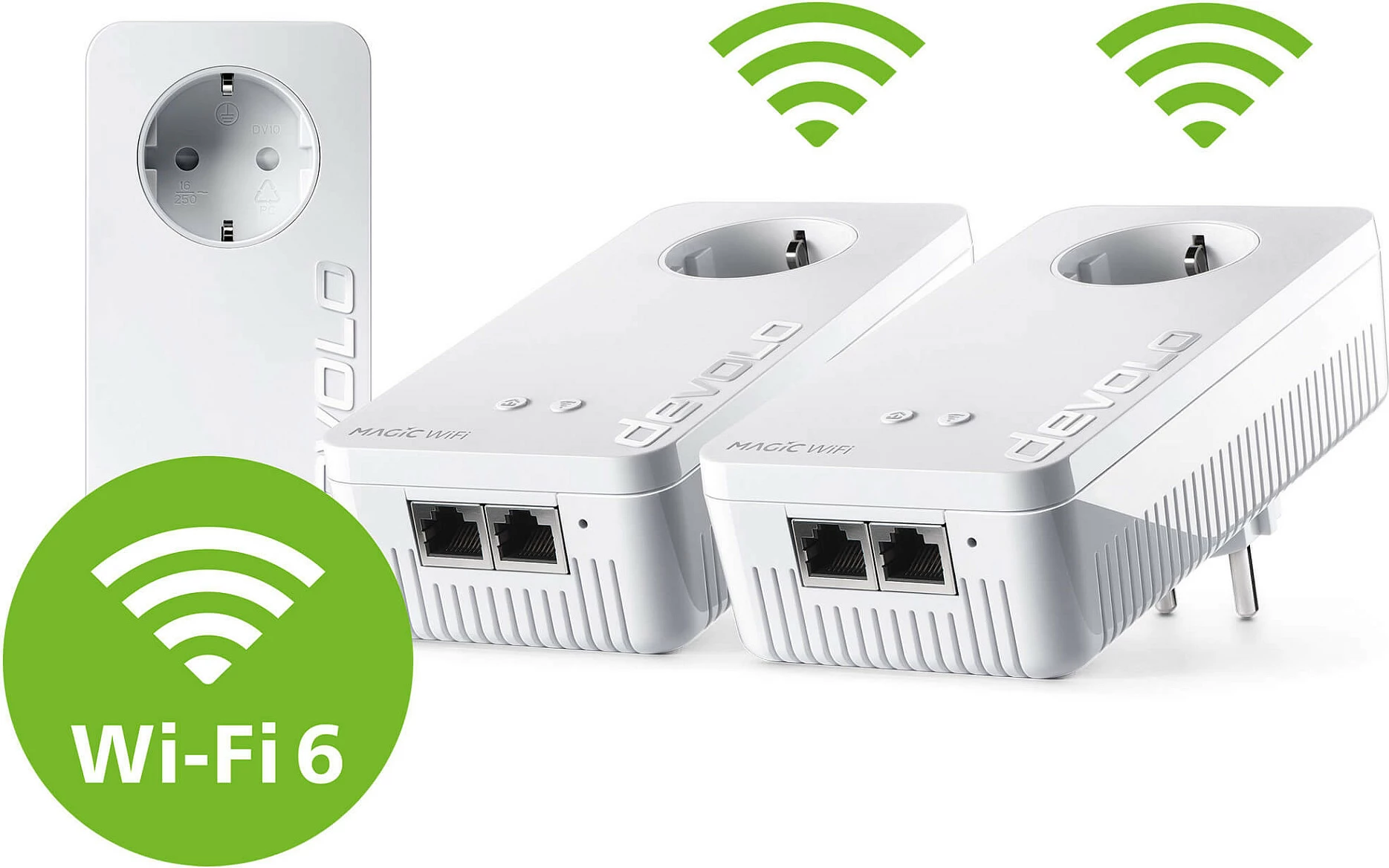 Kit Powerline Wi‑Fi 6 Devolo Magic 2 WiFi 6 next Multiroom, 3000 Mbit/s, 3 copë, i bardhë