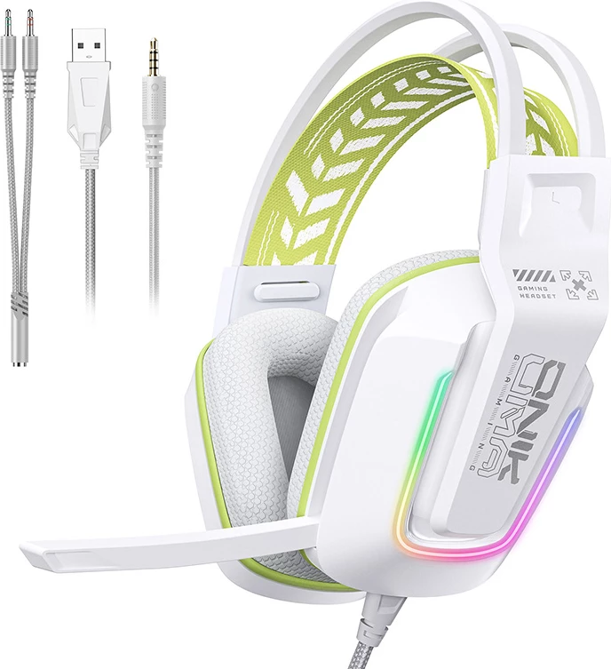 Kufje gaming ONIKUMA X13, 50mm, RGB, USB + 3.5mm, të bardha
