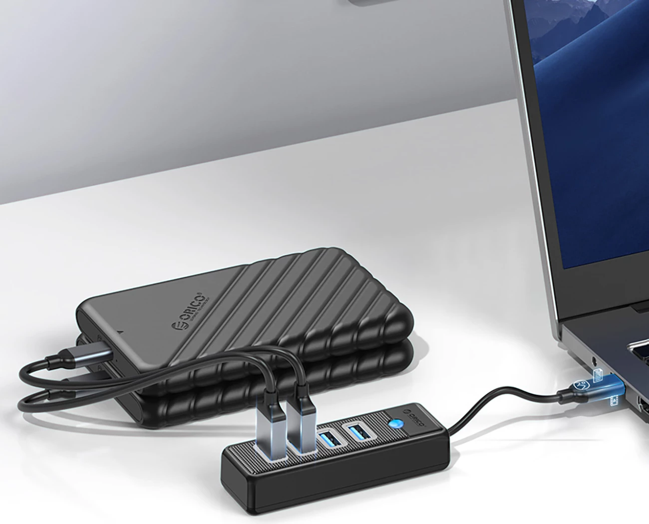 Kasë Orico PWC2U-C3, 2x USB-A 3.0 + 1x USB-C 3.0, e zezë