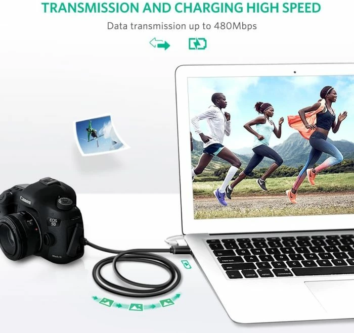 Kabllo USB-A në Mini USB UGREEN 10355 USB 2.0 1m, e zezë, polybag