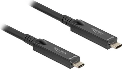 Kablë USB-C DeLOCK 84257, 10 m, 10 Gbps, 8K DP Alt Mode, USB PD 60 W, e zezë