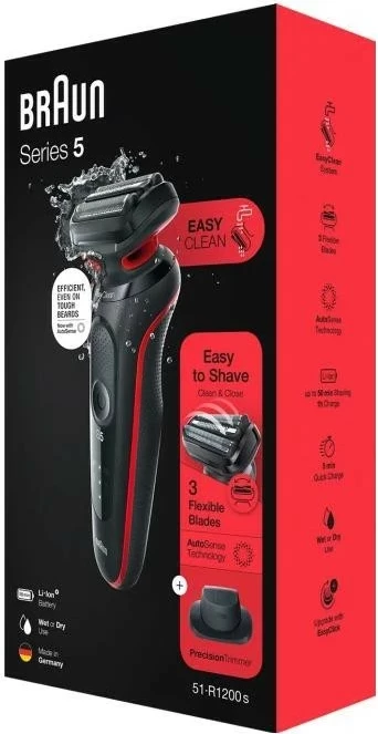 Makinë rroje Braun Series 5 51-R1200s, e zezë-kuqe