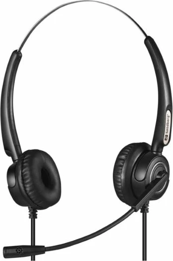 Kufje me mikrofon Sandberg Headset Pro Stereo 126-30, USB + RJ9/RJ11, të zeza, set me kabllo