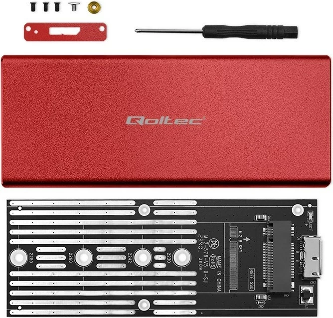 Kasë SSD Qoltec 51831, M.2, USB 3.0, 2TB, Kuqe