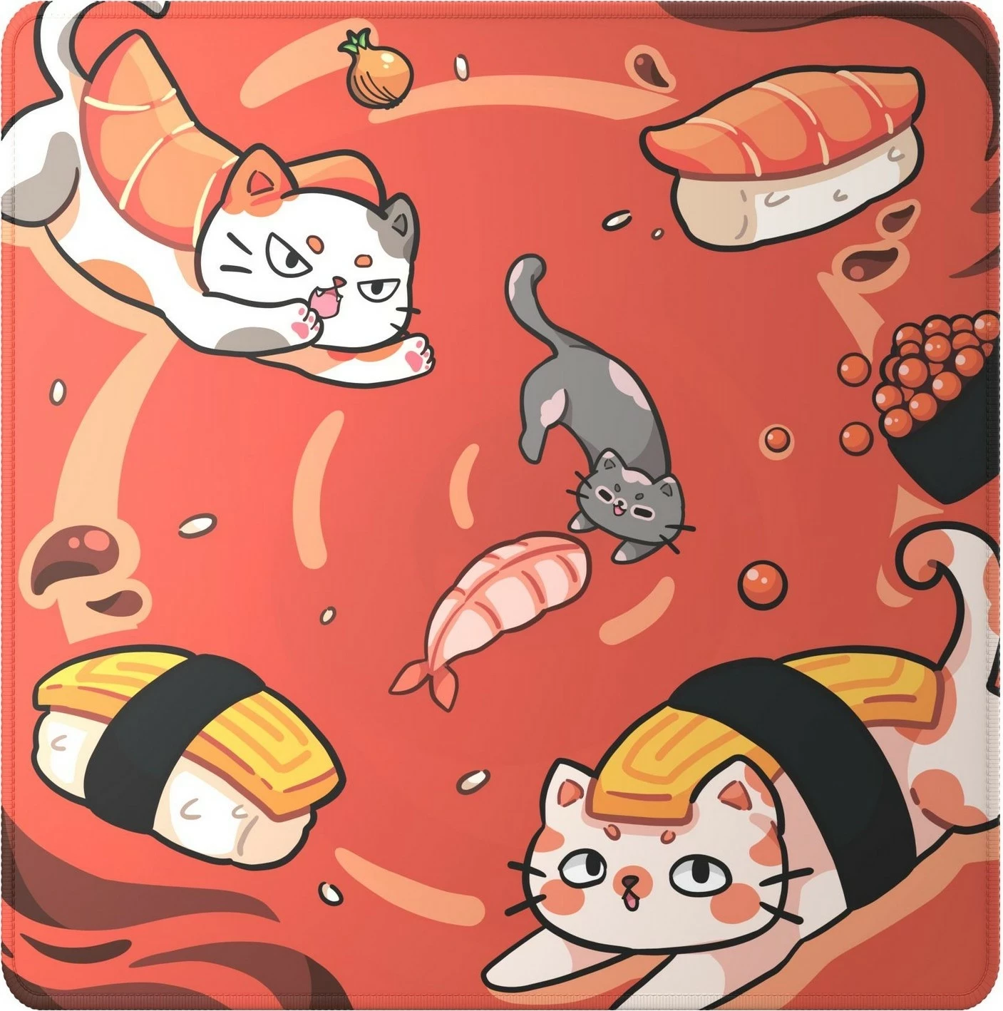 Mauspad Dark Project Sushi Cats Pro L, tekstil, e kuqe