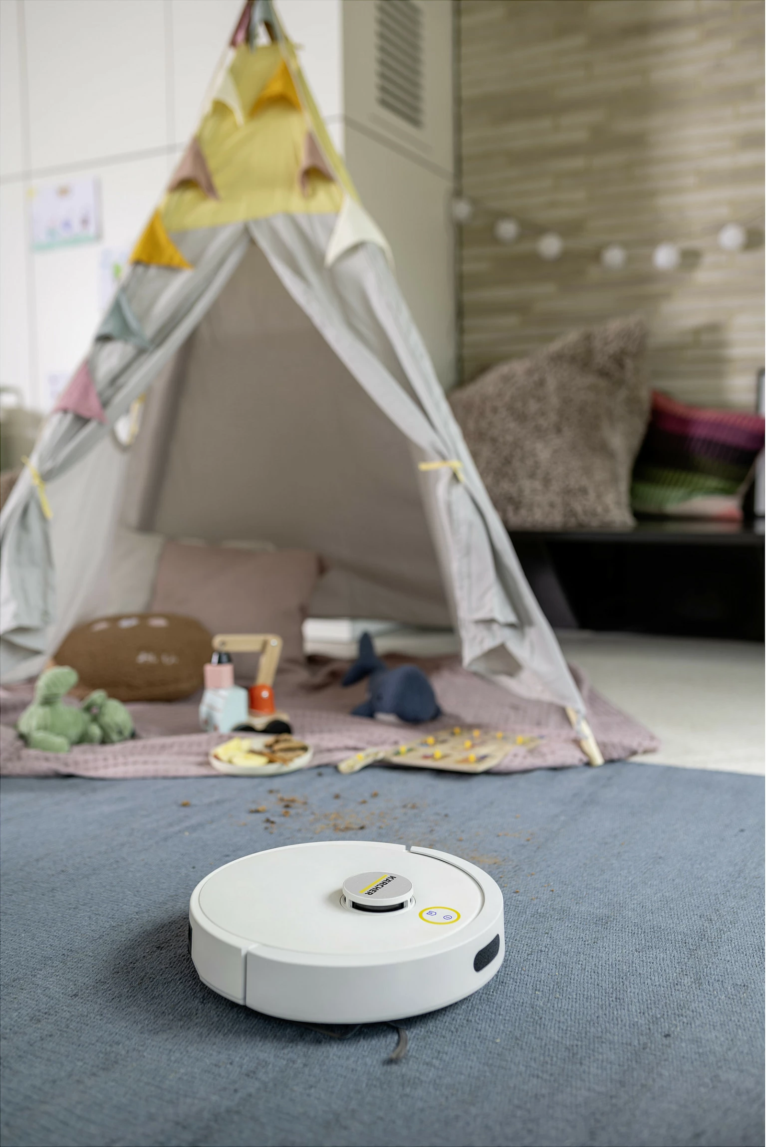Fshesë robotike Kärcher RVC 3 Comfort, LiDAR, Wi‑Fi, mopim i lagësht, 2600 mAh, e bardhë